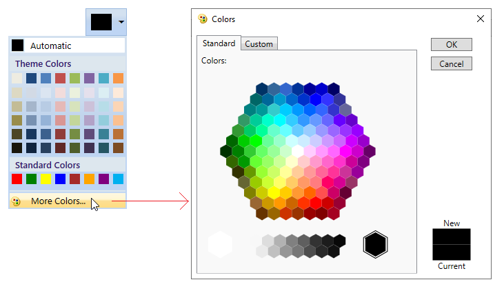 ColorPickerPalette with standard color tab