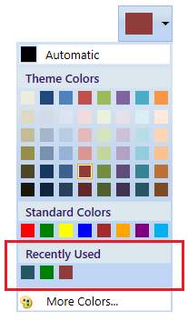 ColorPickerPalette with recently used color items