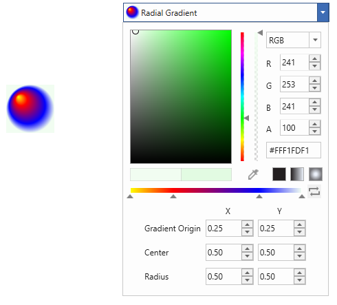 ColorPicker Radial Gradient Editor with Gradient Origin point