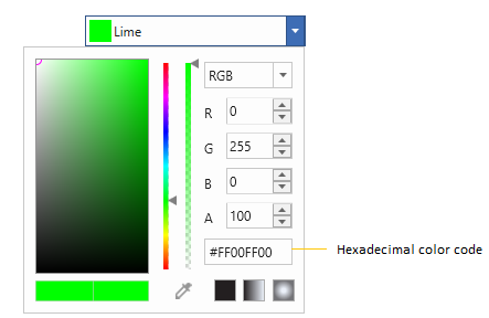 ColorPicker with Hexadecimal color value editor