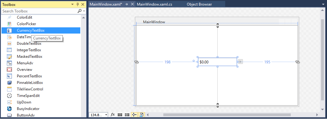 Dragging WPF Currency TextBox Control from Toolbox to Designer