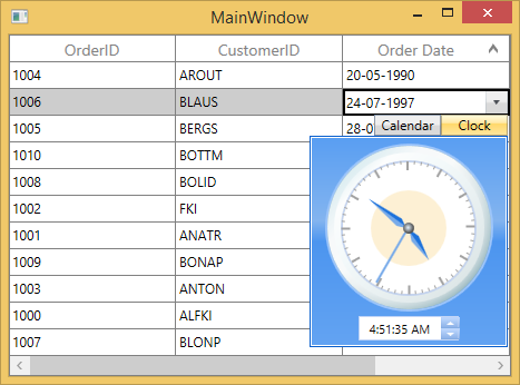 WPF DataGrid Column with Calendar and Clock