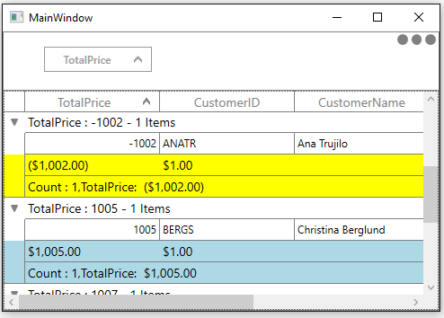 Conditional Style of WPF DataGrid Group Summary Row using Style Selector