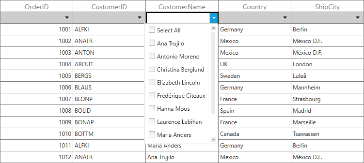 Immediate Column Filter with Filter Row in WPF DataGrid