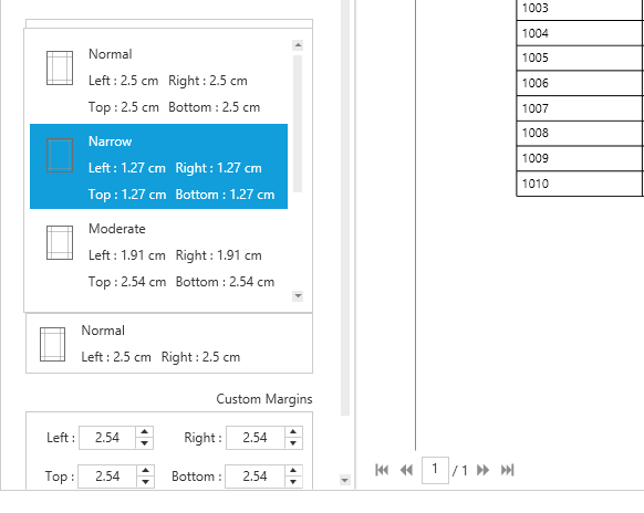WPF DataGrid displays Page Margin Options in Print Preview