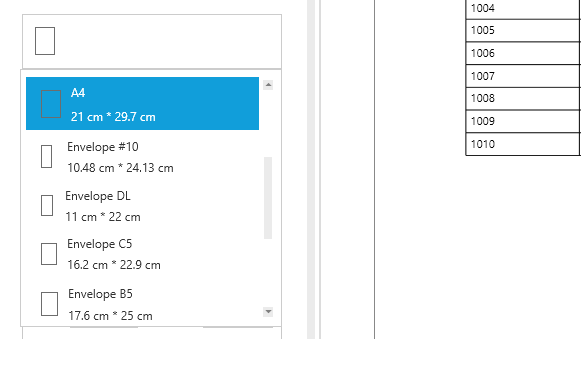 WPF DataGrid displays Page Size Options in Print Preview