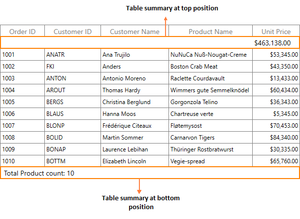 WPF DataGrid Table Summary Position