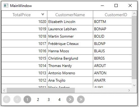 WPF DataGrid displys Sorting with loaded DataPager