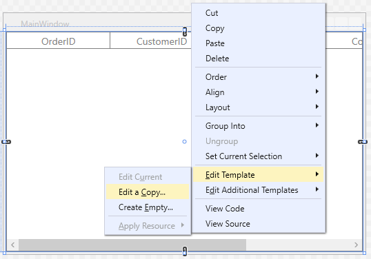WPF DataGrid displays Editing Style in Visual Studio Designer