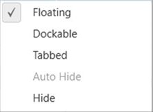 Dock window with default context menu