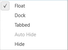 Dock window with VS2010 context menu