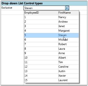 Exclusive Drop-down List Control in WPF GridControl