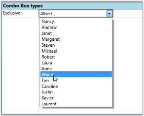 Exclusive Combo box using ItemsSource in WPF GridControl