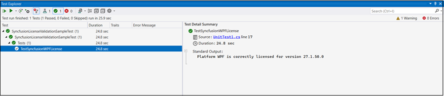 License Validation Success Message