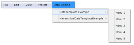Adding menu items using data binding in WPF MenuAdv control