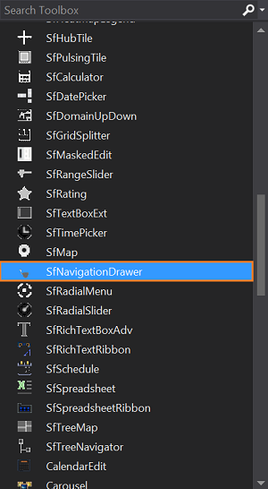 WPF NavigationDrawer shows in Toolbox