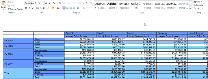 WPF OLAPGrid report export to Word