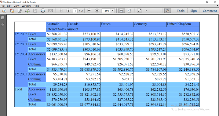 WPF OLAPGrid report export to PDF