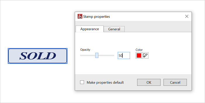Edit opacity of stamp annotation