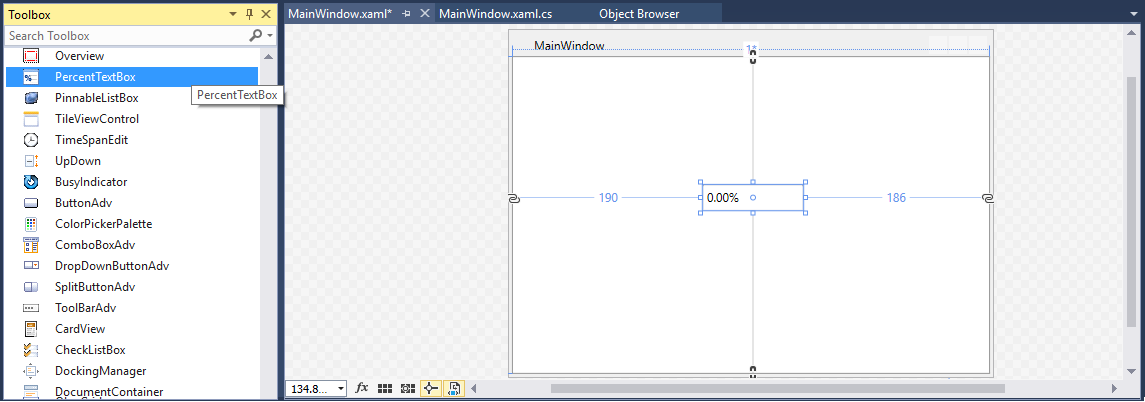 Dragging WPF PercentTextBox from Toolbox to Designer