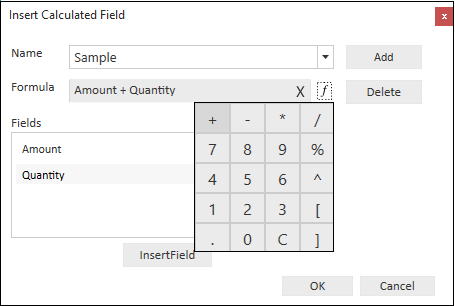 Entering Formula for the Calculated Field