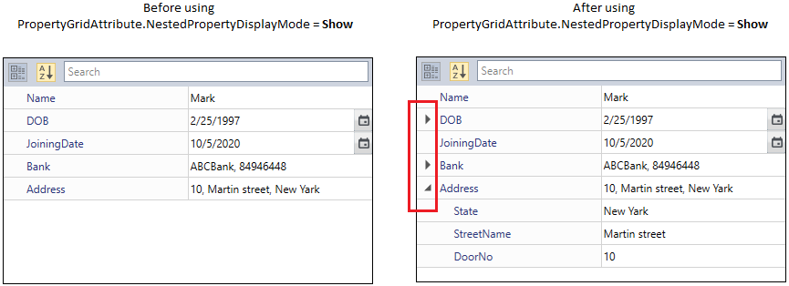 PropertyGrid explore the nested properties of the specific property item in FlatMode