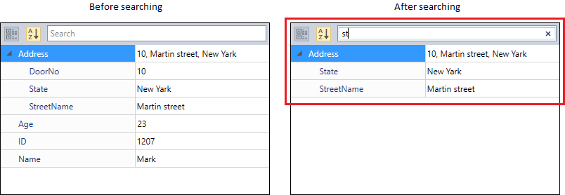 SearchBox filter the nested property in PropertyGrid