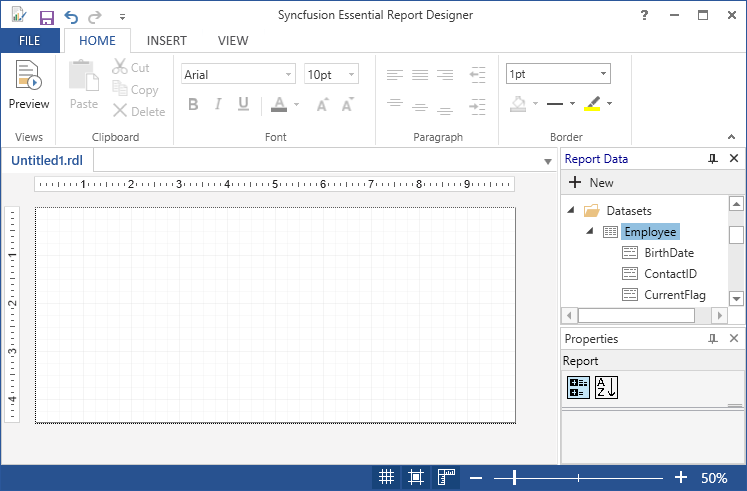 Added data set for employee in WPF ReportDesigner
