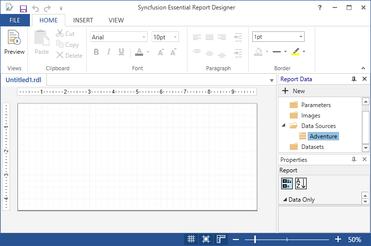 Added data source in report data panel in WPF ReportDesigner