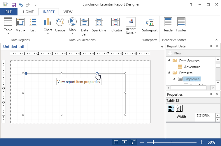 Show the tooltip of view report item properties in WPF ReportDesigner