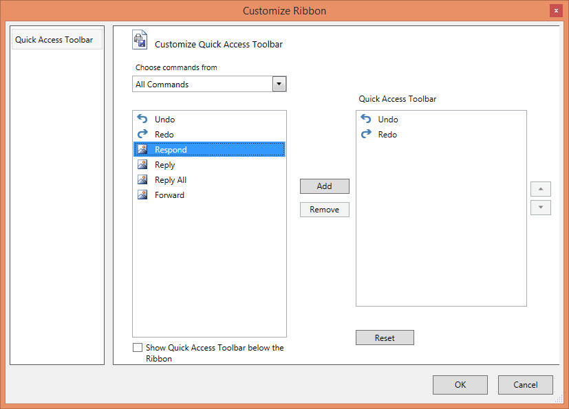 Adding WPF Ribbon Items to QAT Customize Window