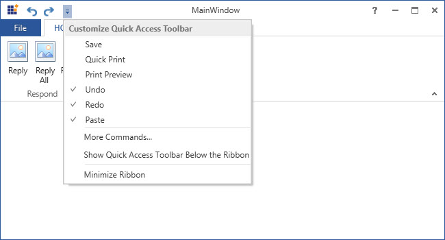 Customizing QuickAccessToolBar Items in WPF Ribbon