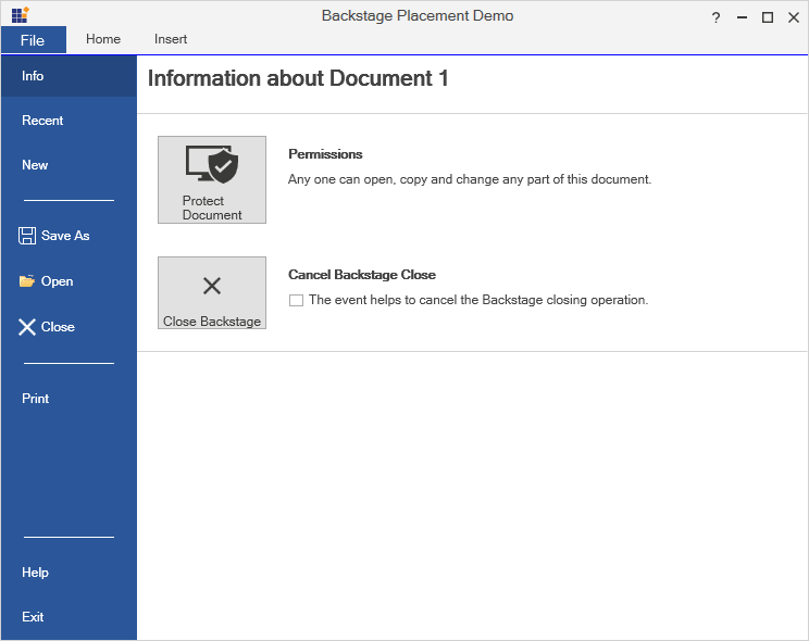 WPF Ribbon BackStage Placed in RibbonWindow as BelowTab