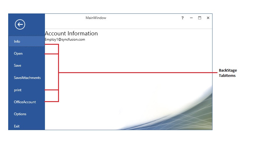 WPF Ribbon Backstage with BackStageTabItem