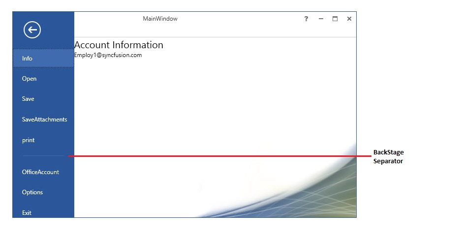 WPF Ribbon Backstage with BackStageSeparator