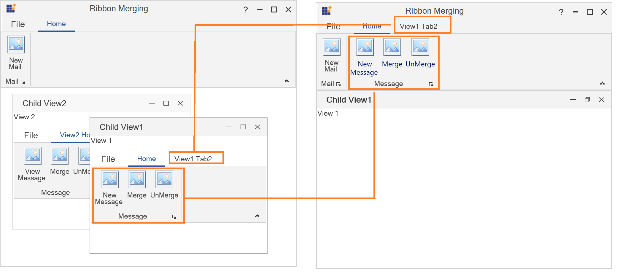 WPF Ribbon MDI Merging