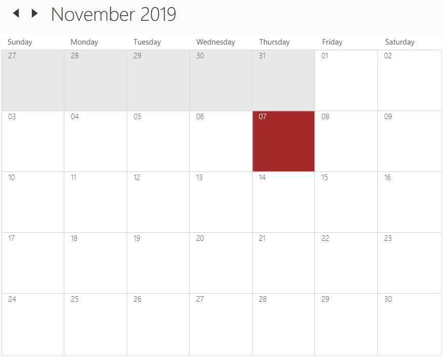 WPF Scheduler month view current date background