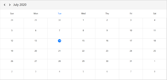 WPF scheduler Month view