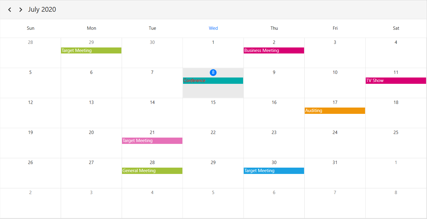 WPF Scheduler month view AppointmentTemplateSelector