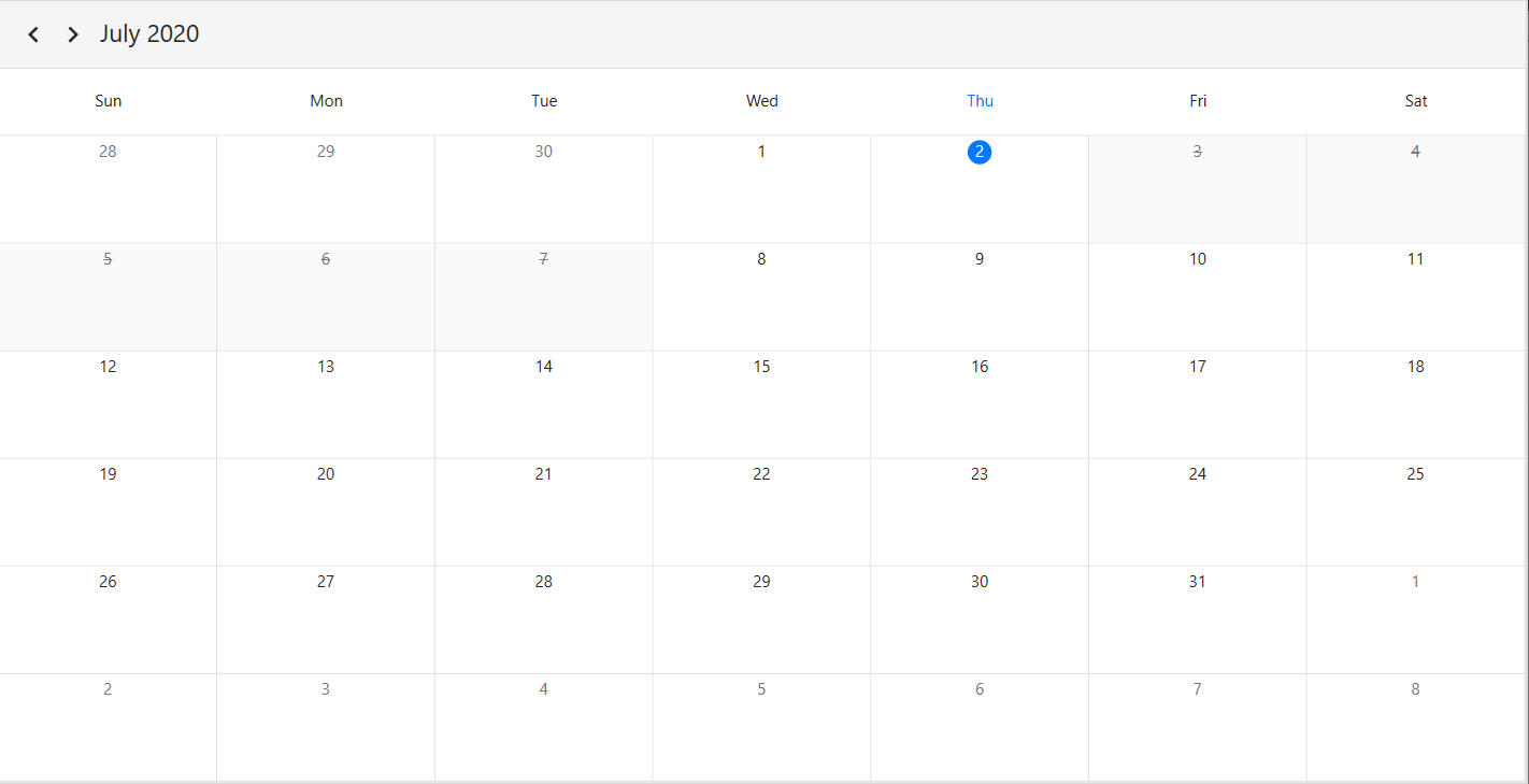 WPF Scheduler month view BlackoutDates
