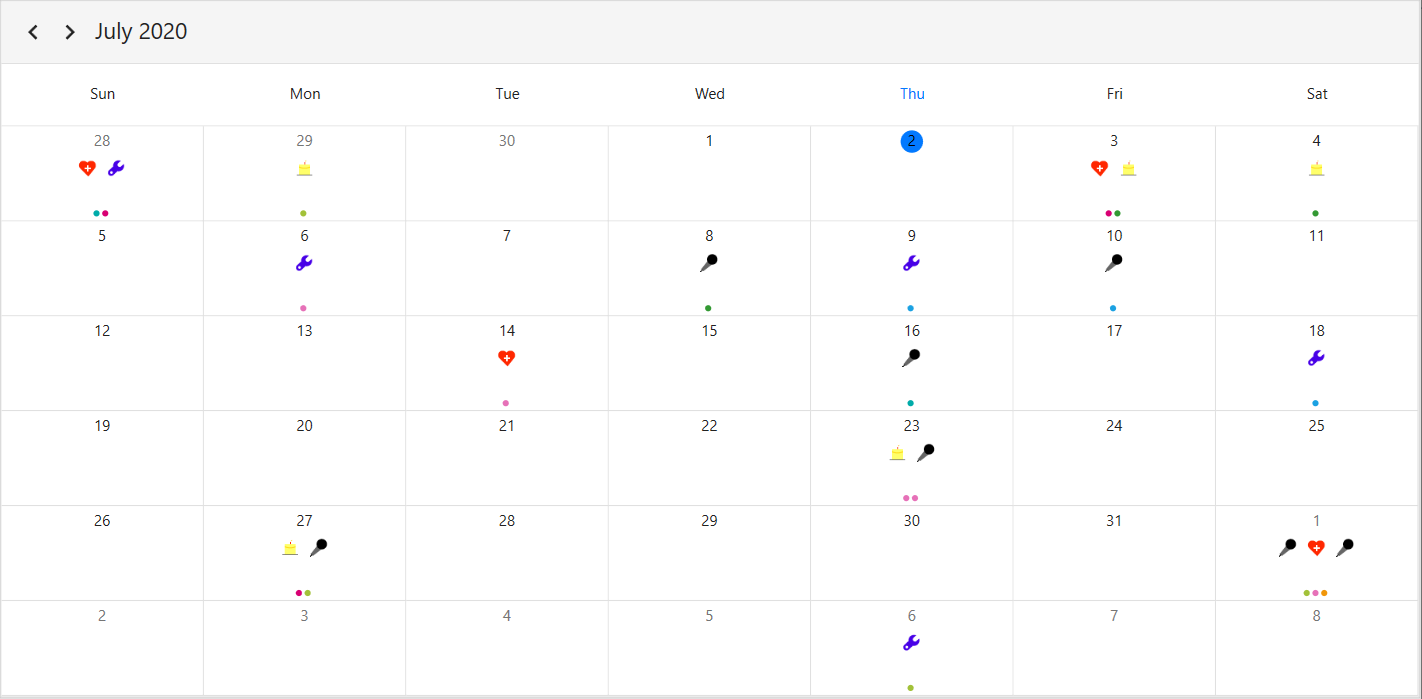 WPF Scheduler month view MonthCellTemplateSelector