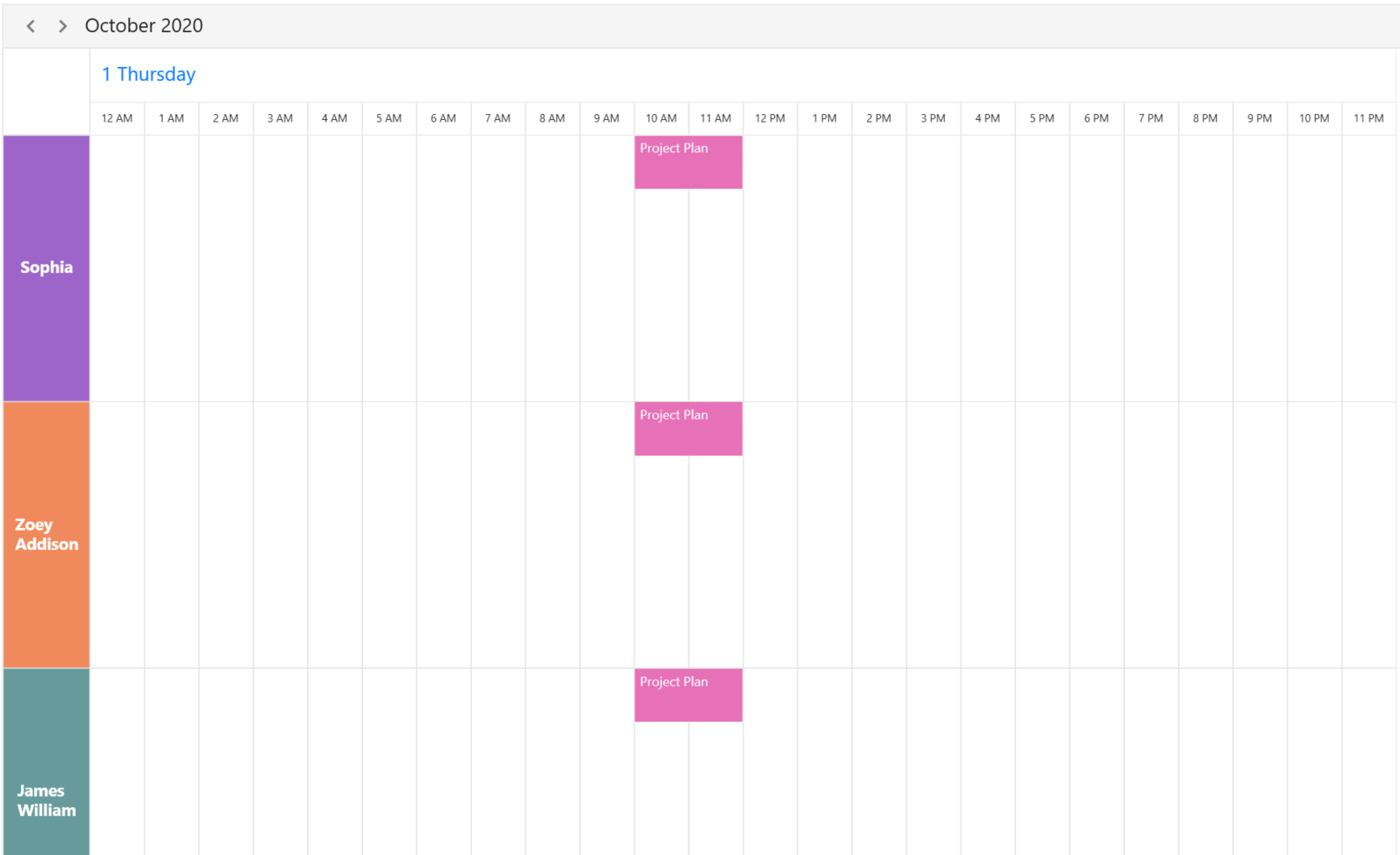 WPF scheduler Multiple resources appointment sharing in timeline view 
