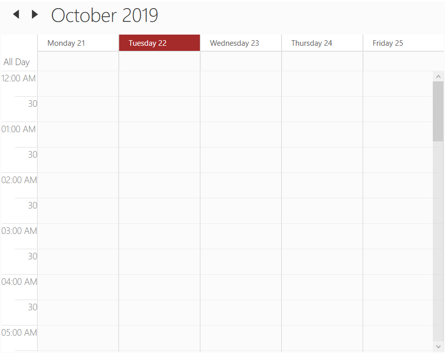 WPF Scheduler WorkWeekView current date background