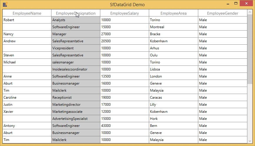 WPF DataGrid displays Column Selection While Clicking Column Header