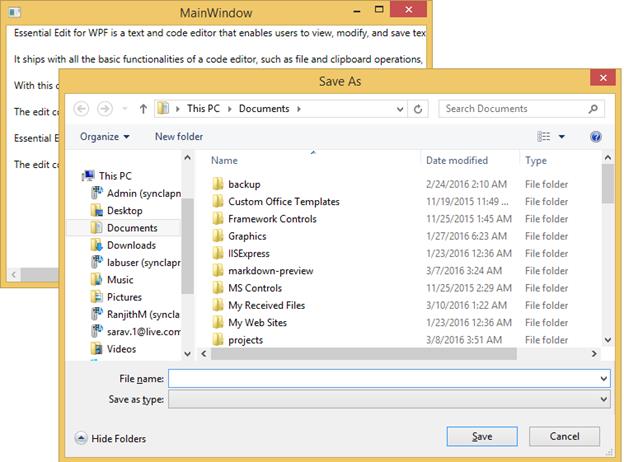 Saving changes in a file using save file dialog