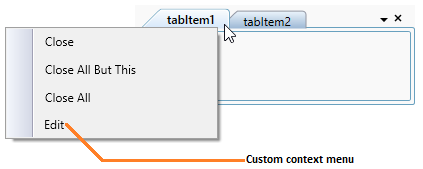 Added custom context menu for tabitem in TabControl