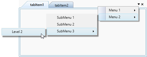 Added custom tab list context menu with sub items in TabControl