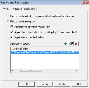 Show the Record and Run Settings dialog of QTP