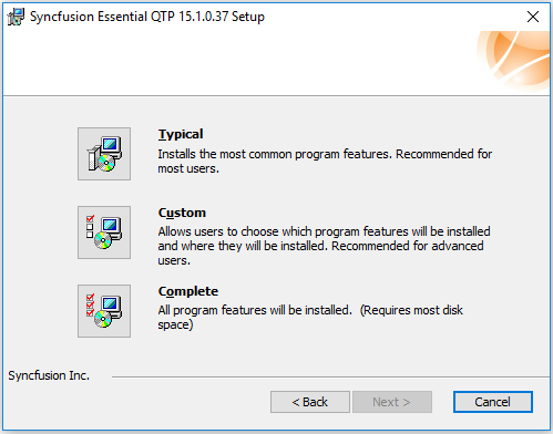 Select the installation type to install QTP setup