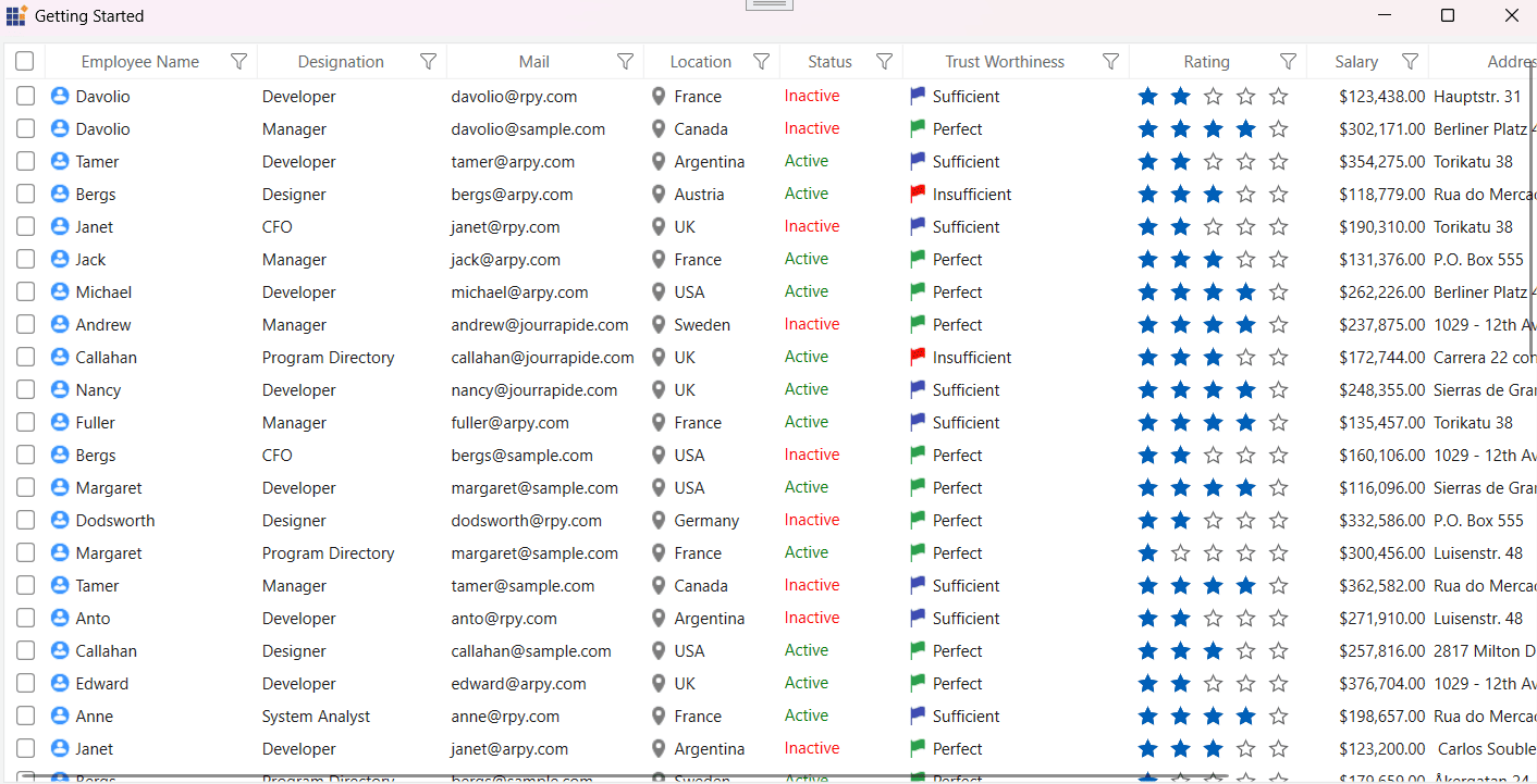 Applied skinmanager theme for Window and SfDataGrid control
